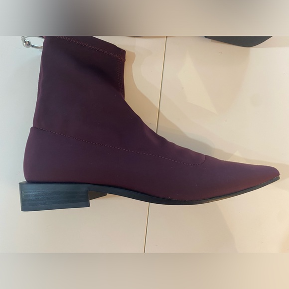 Women’s ZARA Pointed Toe Zipper Booties -Maroon/plum -Size EU 36 us 6 NWOB - Picture 9 of 11